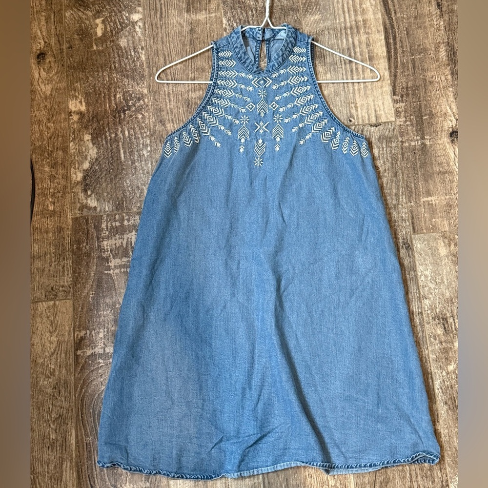 Speechless Denim Blue Embroidered Dress